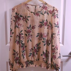 *Floral Sheer Long Sleeve Blouse*